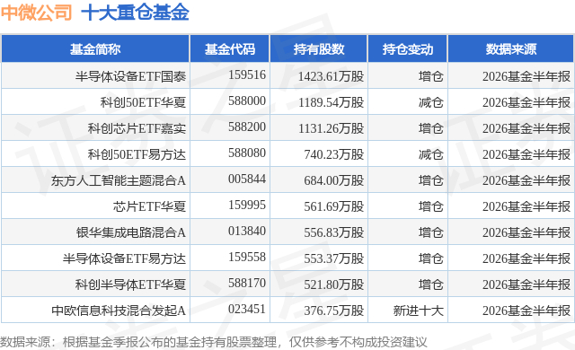 8月10日中微公司涨6.08%，半导体设备ETF国泰基金重仓该股